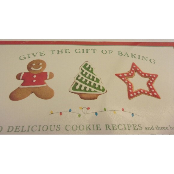 Christmas Cookie Cutters Kit  Tree Star Gingerbread Man + Cookbook Appleseed New - Picture 5 of 6